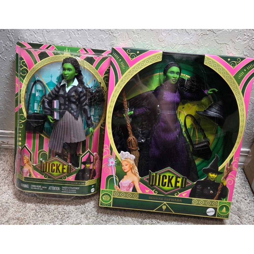 Wicked Deluxe Elphaba & Elphaba at Shiz‎ University Mattel Dolls URL Misprint